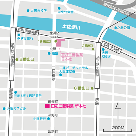 田辺三菱製薬 新本社地図