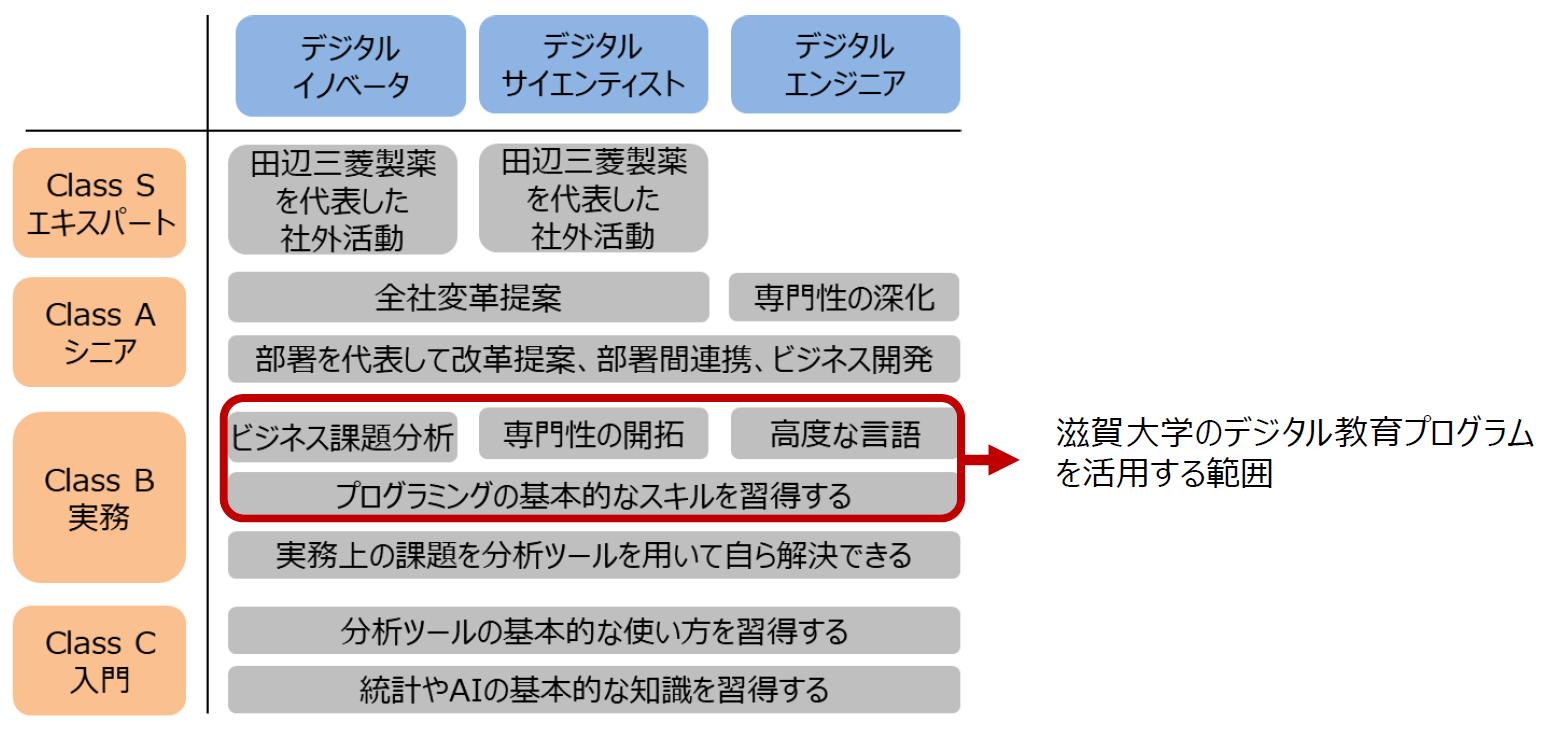 タイプ別、習熟度別のめざすレベル（イメージ）